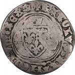 Edict of 1640 Counterstamped Douzain. Host Coin: France, Charles VII, (1422-1461) Blanc. Wierzba FR-