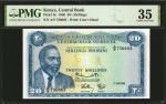 1966年肯尼亚中央银行20先令。 KENYA. Central Bank of Kenya. 20 Shillings, 1966. P-3a. PMG Choice Very Fine 35.