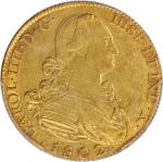 SPAIN. 8 Escudos, 1802-FA. Madrid Mint. Charles IV (1788-1808). PCGS AU-50 Secure Holder.