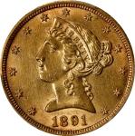 1891-CC Liberty Head Half Eagle. AU Details--Filed Rims (PCGS).