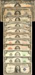 Lot of (20) Mixed U.S. Notes. (1) Large Size Gold Certificate, (1) Large Size Silver Certificate, (1