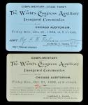 The Worlds Congress Auxiliary. Pair of Admission Tickets to the Auxiliarys Inaugural Ceremonies for 