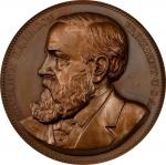 1889 Benjamin Harrison Indian Peace Medal. Copper, Bronzed. Julian IP-48, Prucha-58. MS-66 BN (NGC).