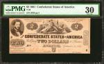 T-38. Confederate Currency. 1861 $2. PMG Very Fine 30.