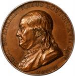 1784 (post-1880) Benjamin Franklin Winged Genius Medal. Paris Mint Restrike. Adams-Bentley 14, Betts