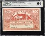 DENMARK. Nationalbank. 500 Kroner, 1944. P-41a. PMG Choice Uncirculated 64 EPQ.
