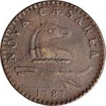 1787 New Jersey Copper. Maris 31-L, W-5095. Rarity-3. Outlined Shield, Shattered Die. AU-50, Granula