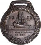 1915 Panama-California Exposition Watch Fob. Uniface. Bronze. 33 mm x 36 mm. MS-64 (NGC).