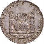1768-LM JM年秘鲁壹圆银币。利马铸币厂。PERU. 8 Reales, 1768-LM JM. Lima Mint. Charles III. NGC AU-55.