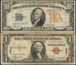 Lot of (2). Fr. 2300 & 2309. 1934A-35A $1 & $10  Mixed Small Size. Choice Fine.
