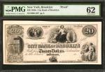 Brooklyn, New York. City Bank of Brooklyn. 1850s. $20. PMG Uncirculated 62.