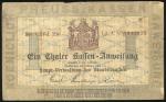 1861年德国1塔勒，编号1945039，GF。Germany (Prussia), 1 thaler, 1861, serial number 1945039, (Pick S411), good 