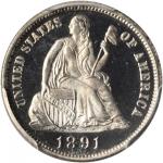 1891 Liberty Seated Dime. Proof-66 Deep Cameo (PCGS). CAC.