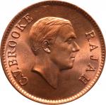1937-H年砂劳越1分。喜敦造币厂。SARAWAK. Cent, 1937-H. Heaton Mint. Charles V. Brooke. PCGS MS-66 Red.