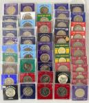 世界纪念币一组61枚及1982年福克兰群岛精铸币一套，UNC，均附原包装，建议预览
