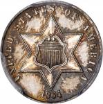 1864 Silver Three-Cent Piece. Proof-64 Cameo (PCGS).