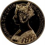 1851年澳大利亚后铸加厚壹圆镀金铜镍币。AUSTRALIA. Gilt Copper Nickel Fantasy Crown Piefort, "1851". Victoria. PCGS PRO