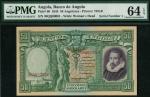 Banco de Angola, 50 angolares, 1 October 1944, red serial number 30QQ 00001, green and orange, arms 