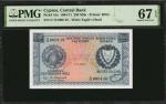 CYPRUS. Central Bank of Cyprus. 250 Mils, 1964-71. P-41a. Low Serial Number. PMG Superb Gem Uncircul