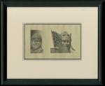 Framed vignettes, Scotland, two vignettes on 1 sheet of paper comprising of, 2 portraits of Robert t