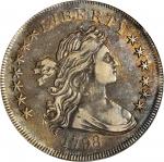1798 Draped Bust Silver Dollar. Small Eagle. BB-82, B-1. Rarity-3. 13 Stars on Obverse. EF-45 (PCGS)