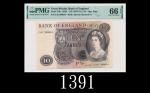 1970-75年英伦银行10镑，EPQ66佳品1970-75 Bank of England 10 Pound, ND, s/n C16 368634. PMG EPQ66