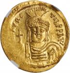 MAURICE TIBERIUS, 582-602. AV Solidus (4.46 gms), Constantinople Mint, 7th Officina, A.D. 583-601. N