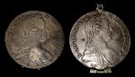 Lot of (2) Items Fashioned out of 1780-dated Austrian Maria Theresa Thalers.