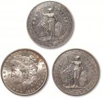 1911-1912年香港战人壹圆银币2枚和美国1885年O版壹圆银币1枚 近未流通