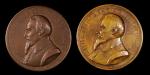 1892年黄铜纪念章。两枚。 FRANCE. Duo of Bronze Medals (2 Pieces), 1892. Grade Range: ABOUT UNCIRCULATED to UNC