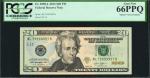 Fr. 2098-L. 2013 FW $20  Federal Reserve Note. San Francisco. PCGS Currency Gem New 66 PPQ. Radar Se
