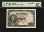 PORTUGAL. Banco de Portugal. 5 Mil Reis, 1906-11. P-104s. Specimen. PMG Gem Uncirculated 66 EPQ.