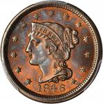 1846 Braided Hair Cent. N-9. Rarity-2. Small Date. MS-65 RB (PCGS).