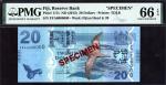 x Reserve Bank of Fiji, specimen 20 dollars, ND (2013), serial number FFA0000000, (Pick 117s, TBB B5