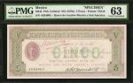 MEXICO. Banco de Londres Mexico y Sud America. 5 Pesos, ND (1870s). P-M242. Specimen. PMG Choice Unc