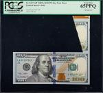 Fr. 2187-A*. 2009A $100 Federal Reserve Star Note. Boston. PCGS Currency Gem New 65 PPQ. Cutting Err