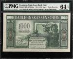 GERMANY. State Loan Bank East. 1000 Mark, 1918. P-R134a. CM#K8a. PMG Choice Uncirculated 64 EPQ.