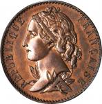 FRANCE. Copper 10 Centimes Essai (Pattern), 1848. PCGS Genuine--Cleaned, Specimen. Unc Details Gold 