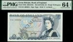 Bank of England, J. B. Page, £5, ND (1973-80), serial number 01A 000054, blue and lilac and pale yel