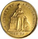 CHILE. 10 Pesos, 1870/69-So. PCGS AU-58 Secure Holder.
