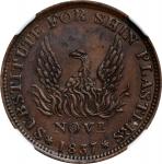 1837 Phoenix - Not One Cent. HT-56, Low-45, W-11-260a. Rarity-1. Copper. Plain Edge. MS-62 BN (NGC).