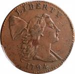 1794 Liberty Cap Cent. S-21. Rarity-3. Head of 1794. EF-40 (PCGS).