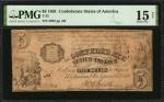 T-35. Confederate Currency. 1861 $5. PMG Choice Fine 15 Net Restoration.