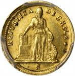 CHILE. Peso, 1861-So. PCGS AU-58 Secure Holder.
