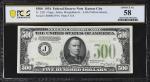 Fr. 2201-J. 1934 Light Green Seal $500 Federal Reserve Note. Kansas City. PCGS Banknote Choice About