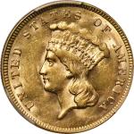 1874 Three-Dollar Gold Piece. MS-61 (PCGS).
