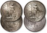 1898-1899年香港不列颠尼亚女神站像壹圆银币共二枚，打制规范清晰，淡灰色包浆，十字底光，旋转闪亮，状态上佳，金盾PCGS AU58（41622382、41622378）