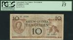 Netherlands New Guinea, 10 gulden, 2 January 1950, serial number KC031957, brown on grey underprint,