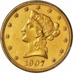 美国1907-D年10美元金币。