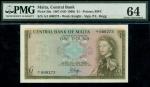 Central Bank of Malta, consecutive £1 (5), ND (1969), serial number A/1 000270/271/272/273/274, gree